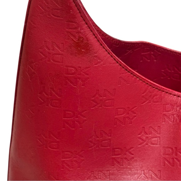 Vintage DKNY Red Leather Monogram Shoulder Bag – Y2K Vibes - Picture 13 of 14
